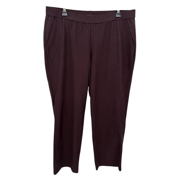 Eileen Fisher Pants - EILEEN FISHER Brown Straight Leg Elastic Waist Pant // L